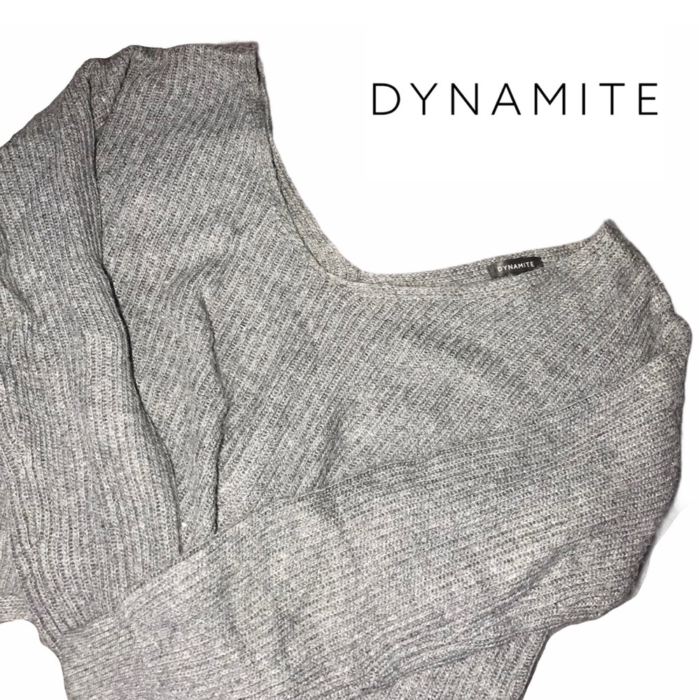 Dynamite Swoop Neck Cropped Sweater in M